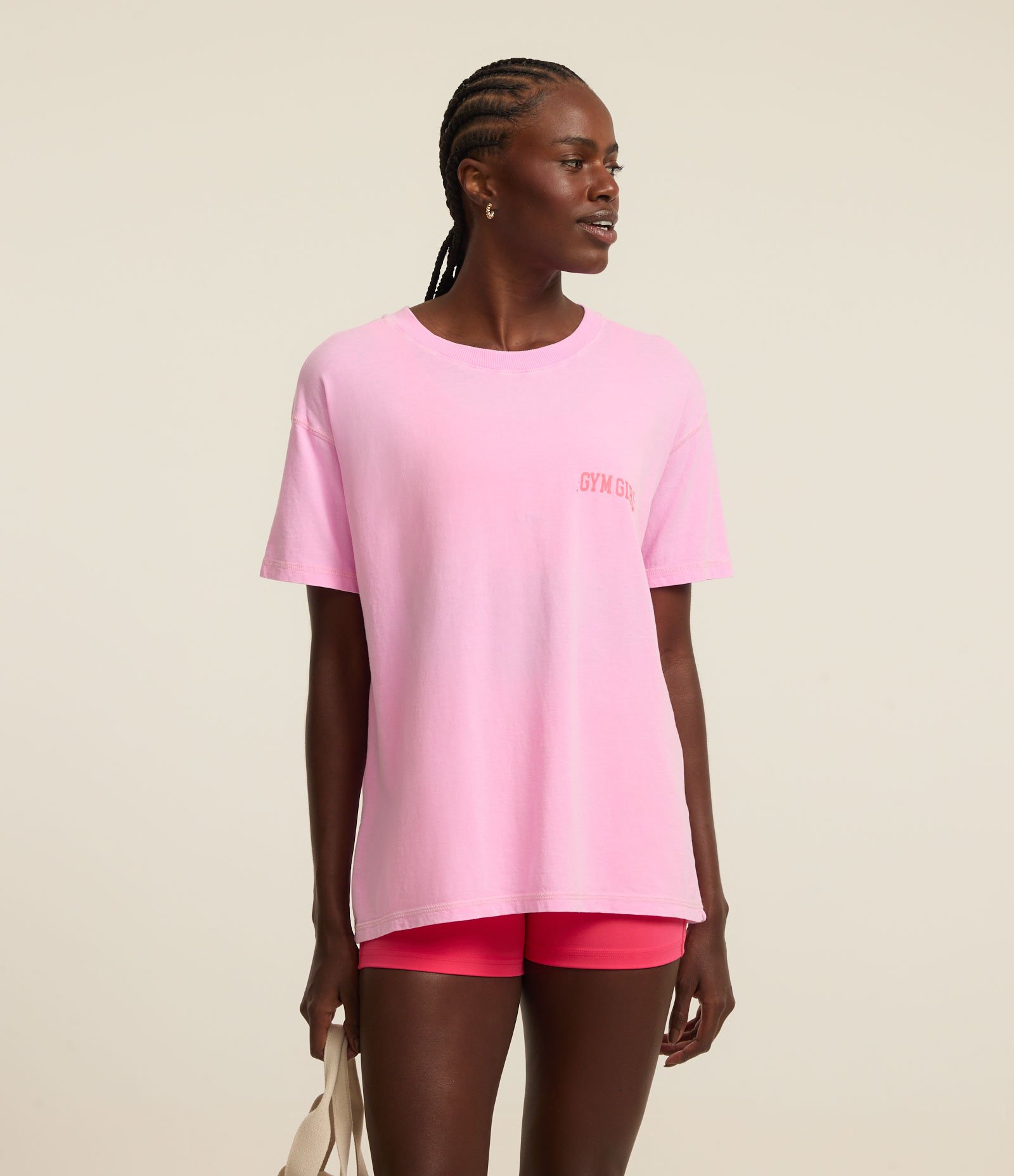 Camiseta Oversized Esportiva Estampa Gym Girl Rosa Estonado 2