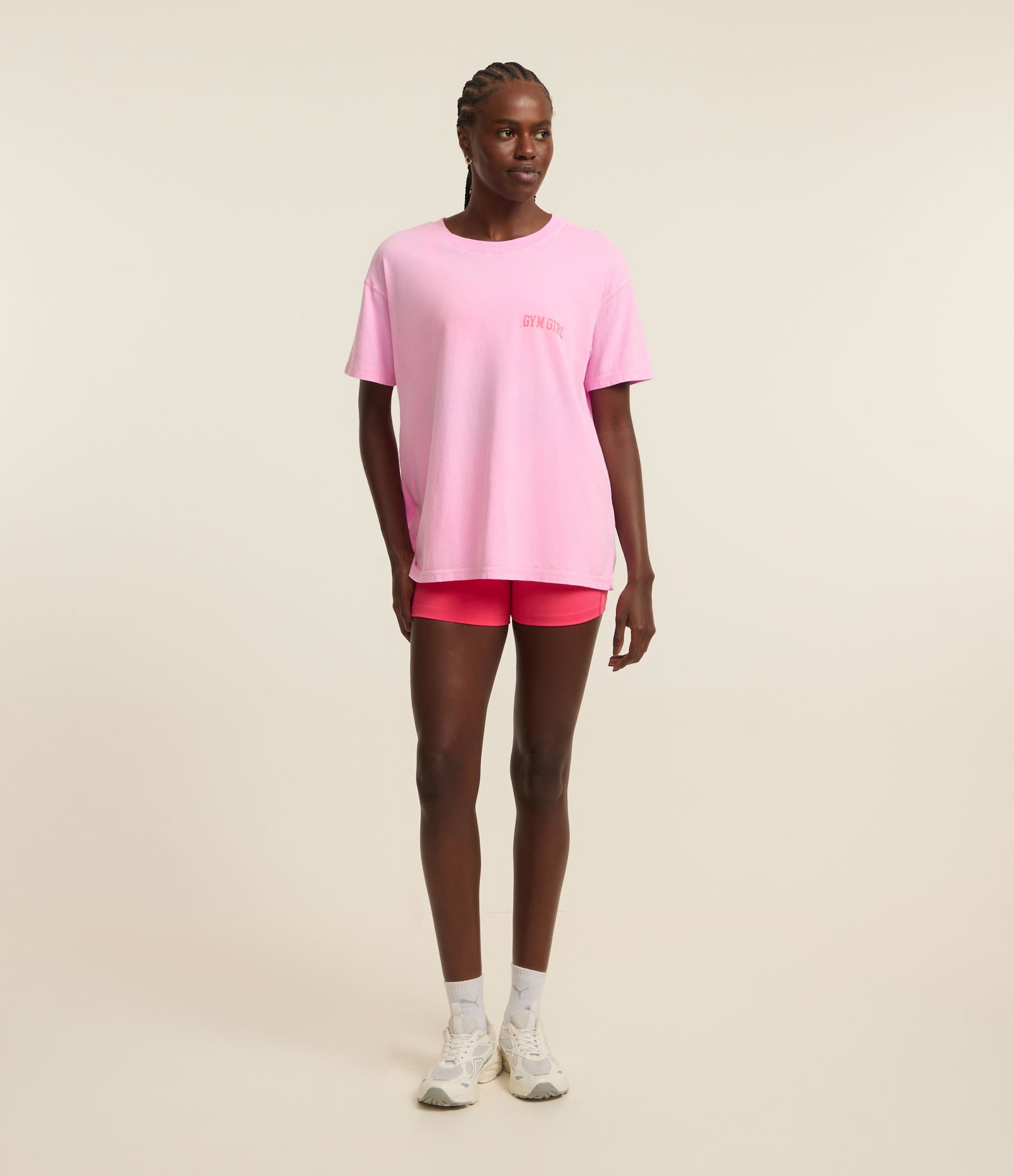 Camiseta Oversized Esportiva Estampa Gym Girl Rosa Estonado 3