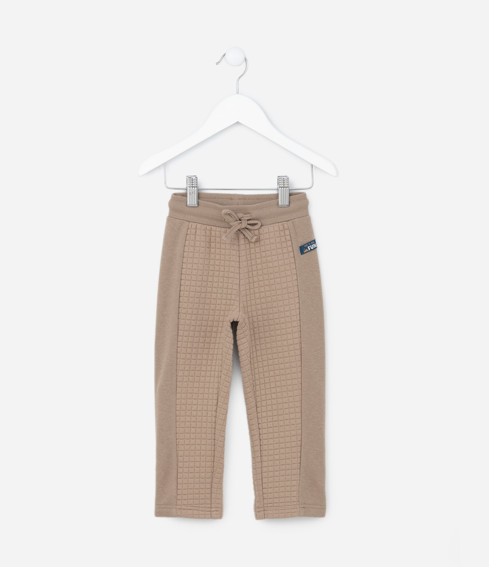 Calça Infantil com Textura Quadriculada - Tam 1 a 5 anos Bege 1