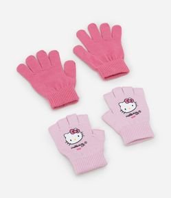 Kit 02 Luvas Infantis com Estampa da Hello Kitty - Tam P ao G