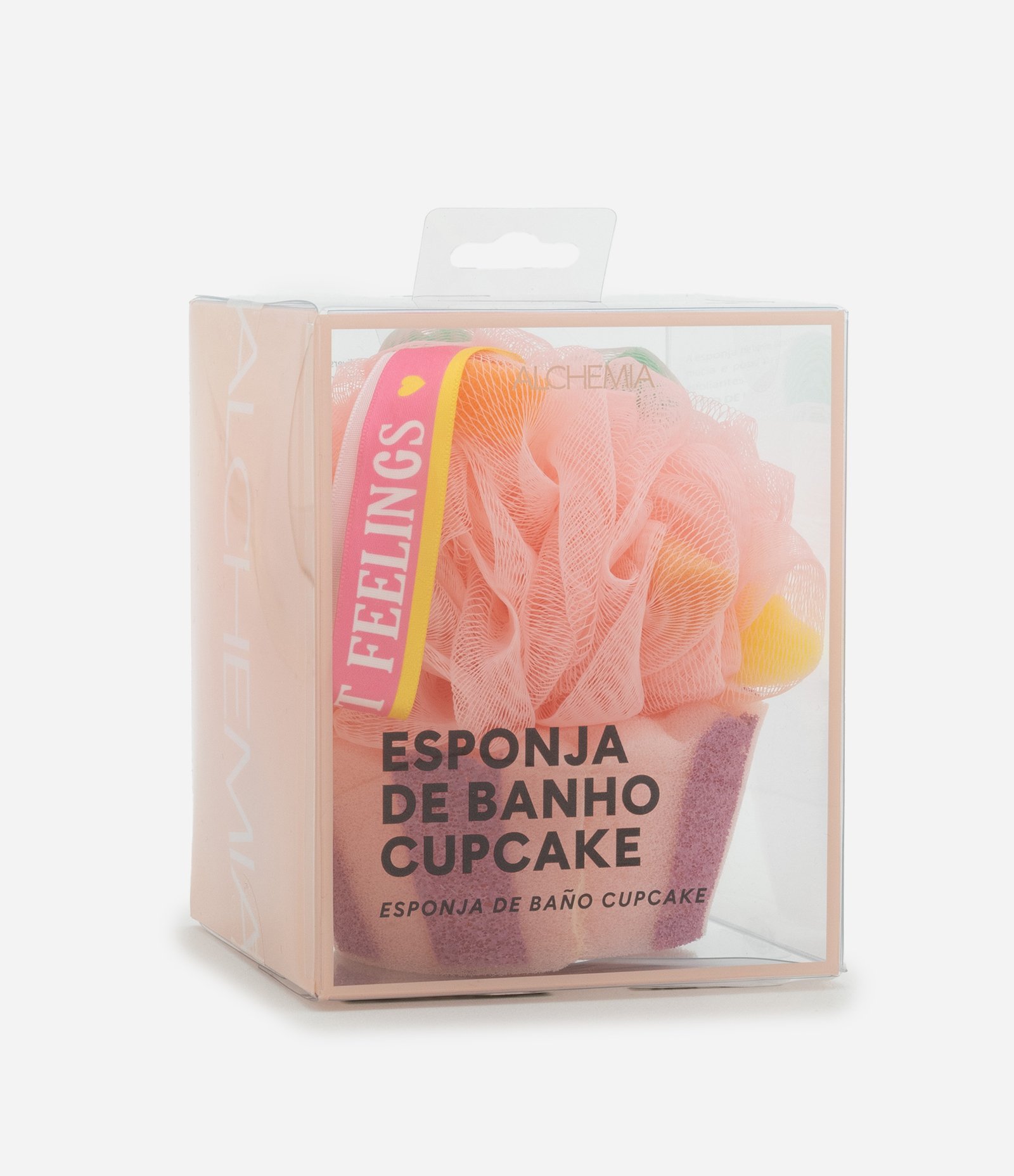 Esponja de Banho Cupcake com Faixa Alchemia Pêssego 2