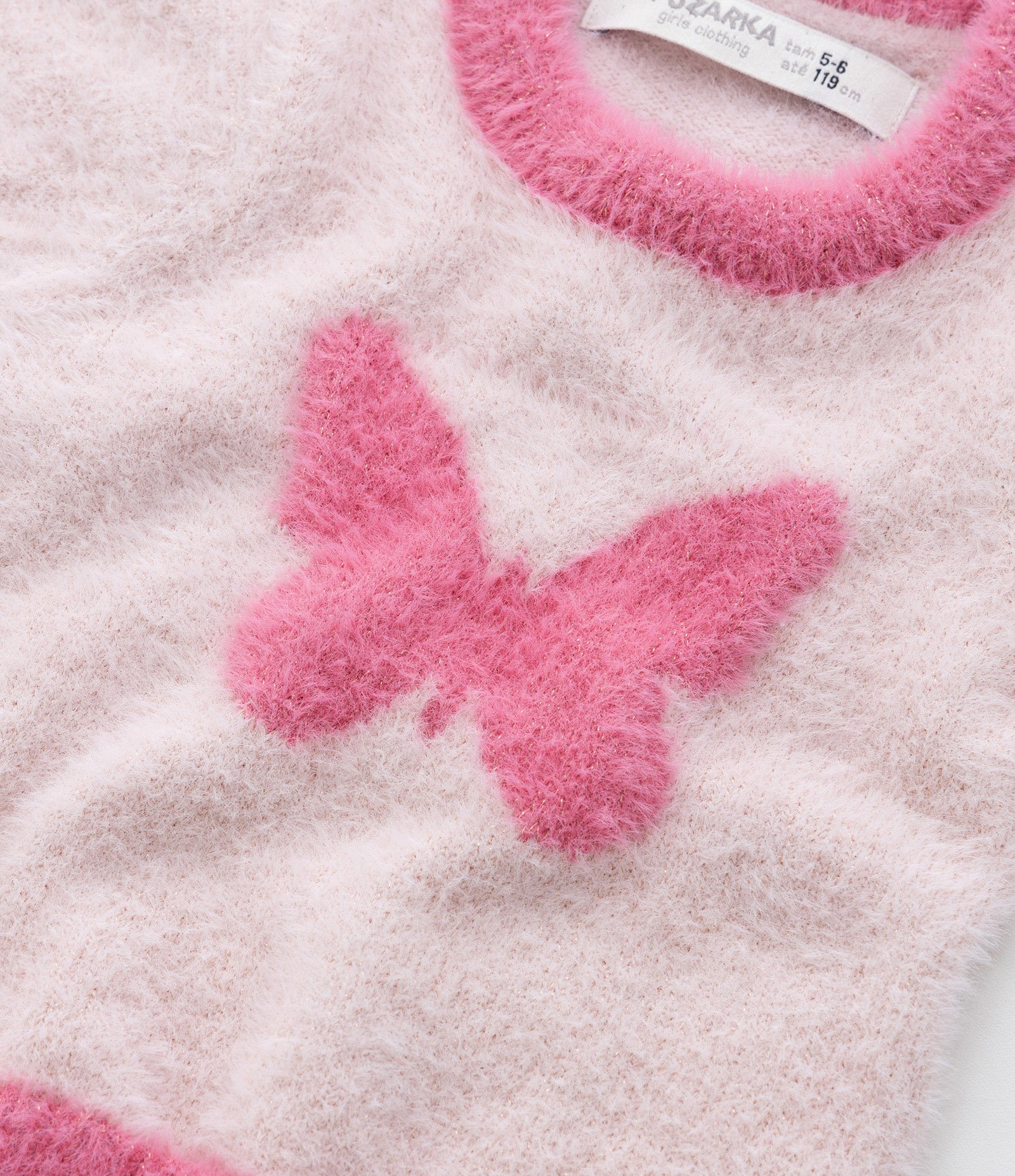 Blusa Infantil com Pelinhos e Estampa Borboleta - Tam 5 a 14 Anos Rosa 6