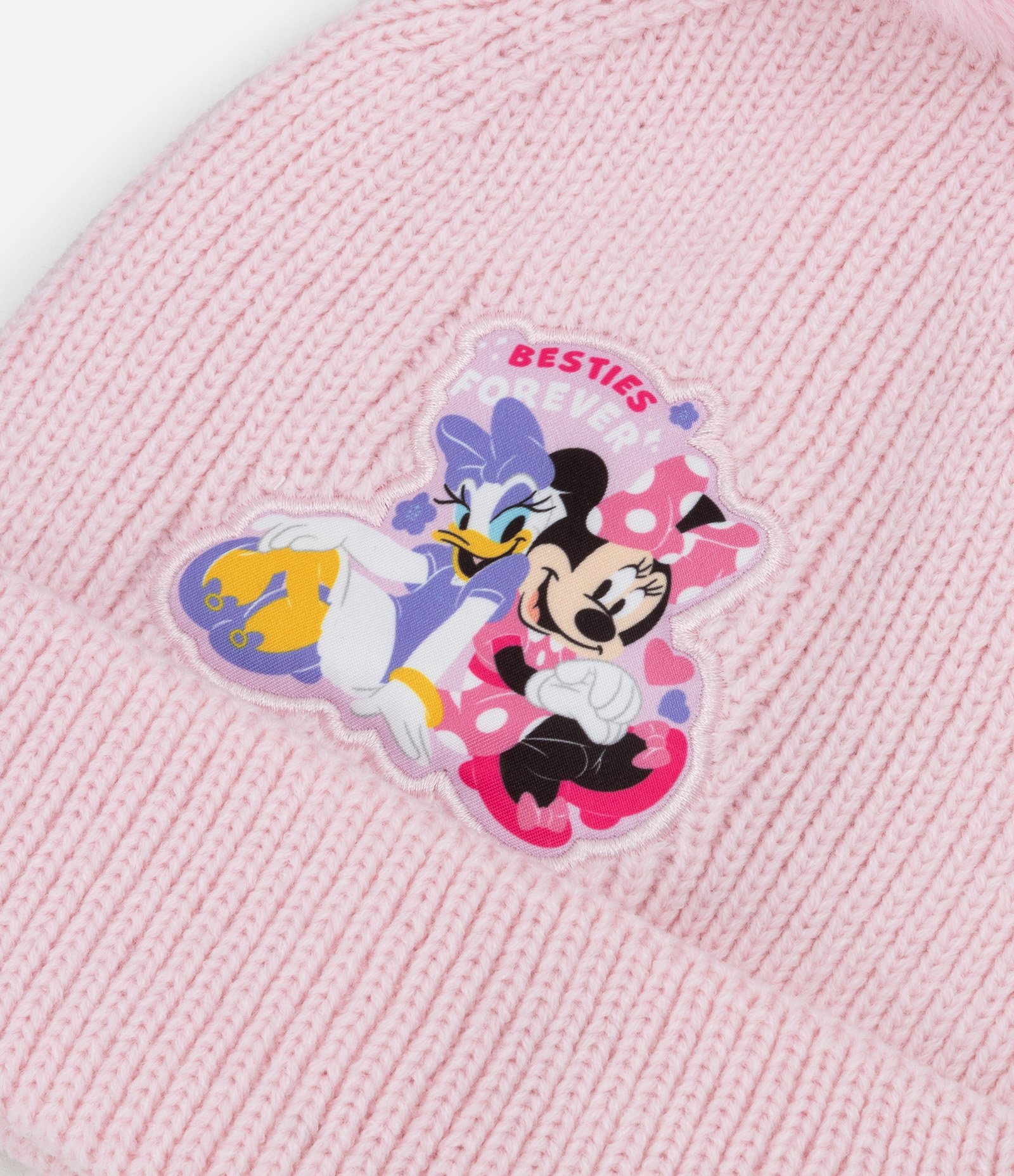 Gorro Infantil com Pompom e Bordado Minnie e Margarida - Tam Único Rosa 3