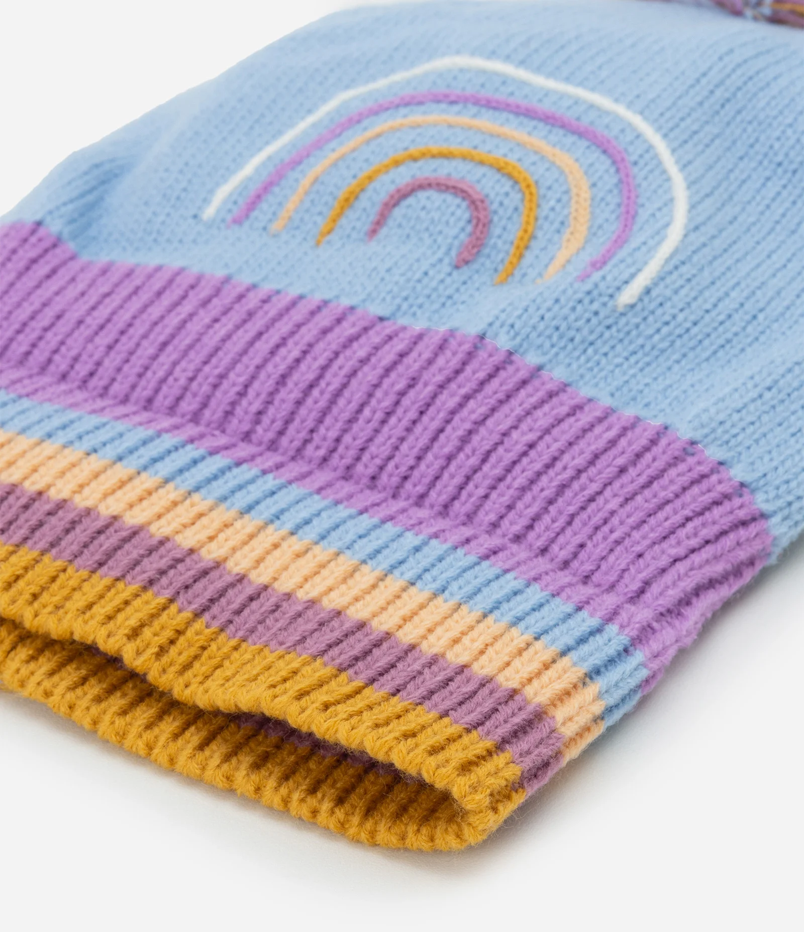 Gorro Infantil com Bordado de Arco-Íris e Pompom – Tam U Multicores 2