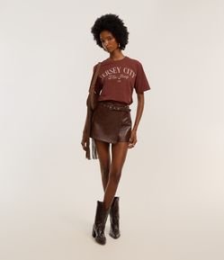 Short Saia em PU com Cinto