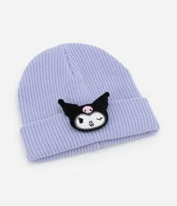 Gorro Infantil em Tricô com Bordado da Kuromi - Tam Único