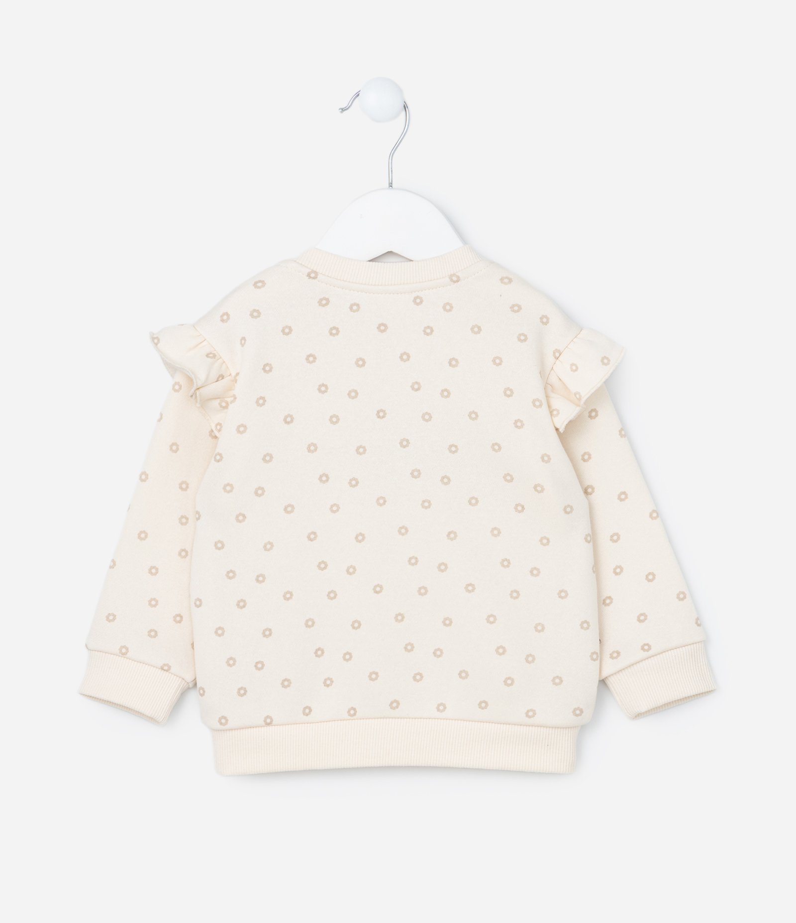 Casaco Infantil com Babadinhos e Bordado Chá da Tarde - Tam 0 a 18 meses Bege 2