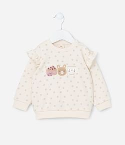 Casaco Infantil com Babadinhos e Bordado Chá da Tarde - Tam 0 a 18 meses