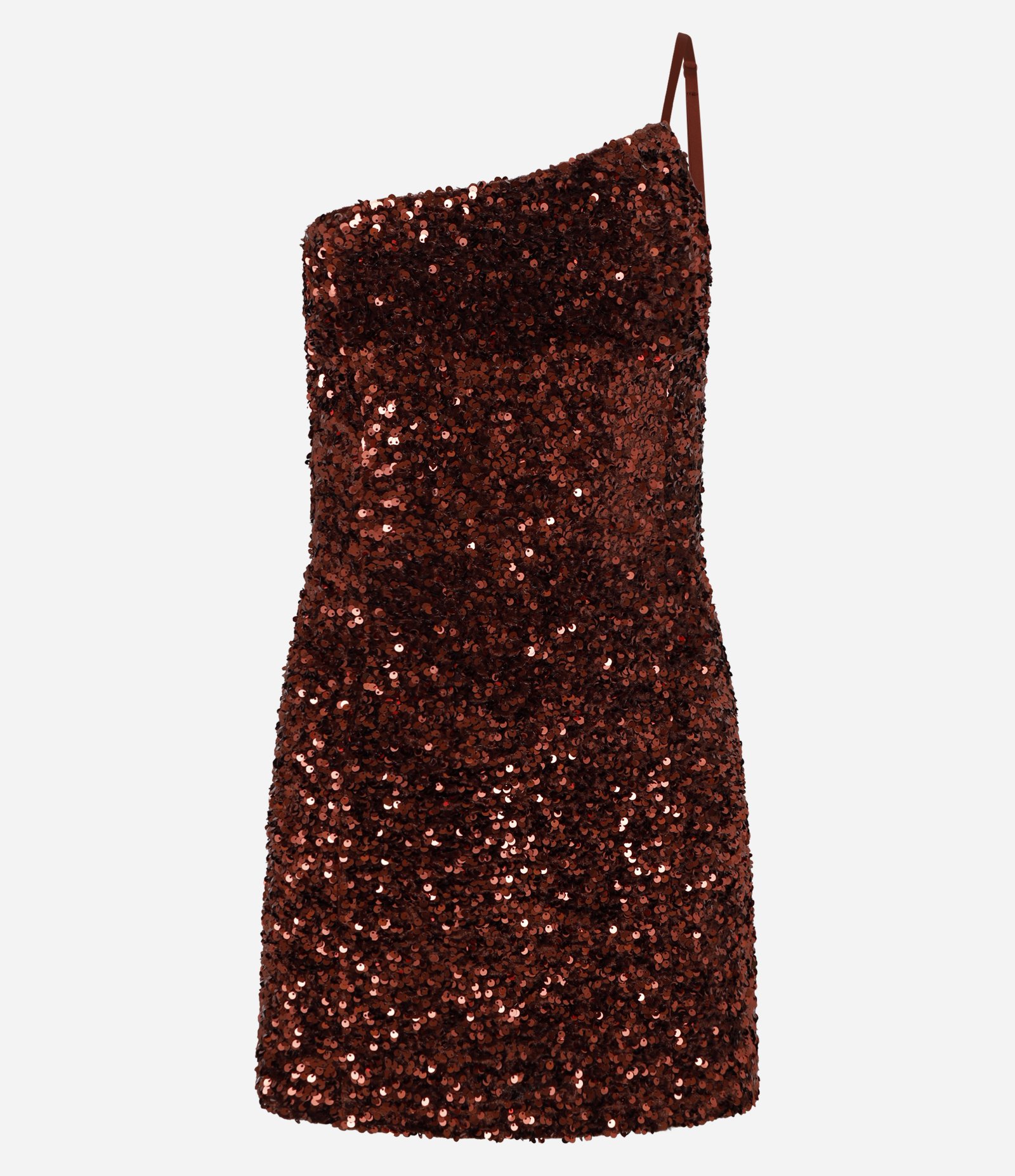 Vestido Um Ombro Só em Paetê Metalizado Vermelho 4