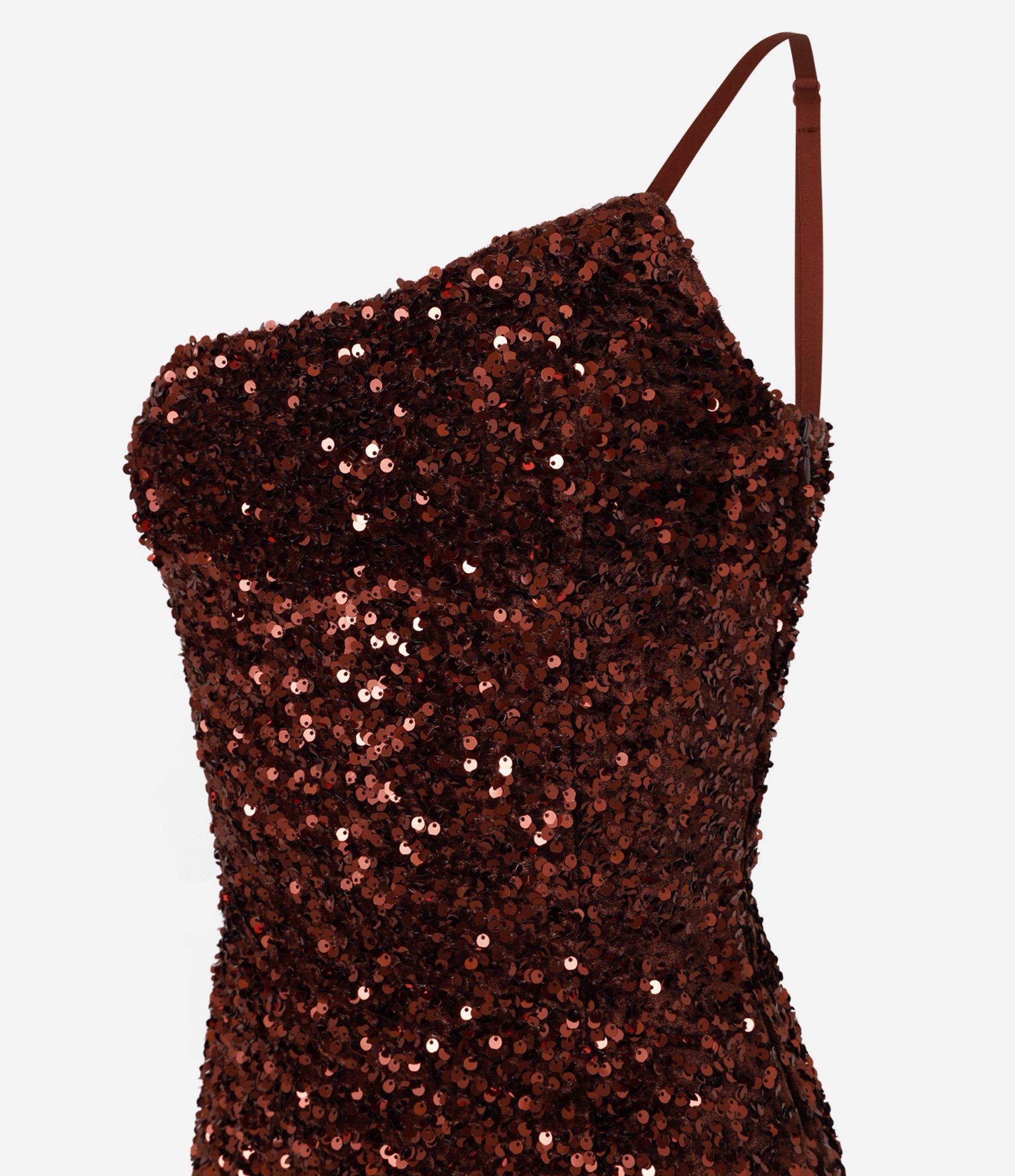 Vestido Um Ombro Só em Paetê Metalizado Vermelho 5