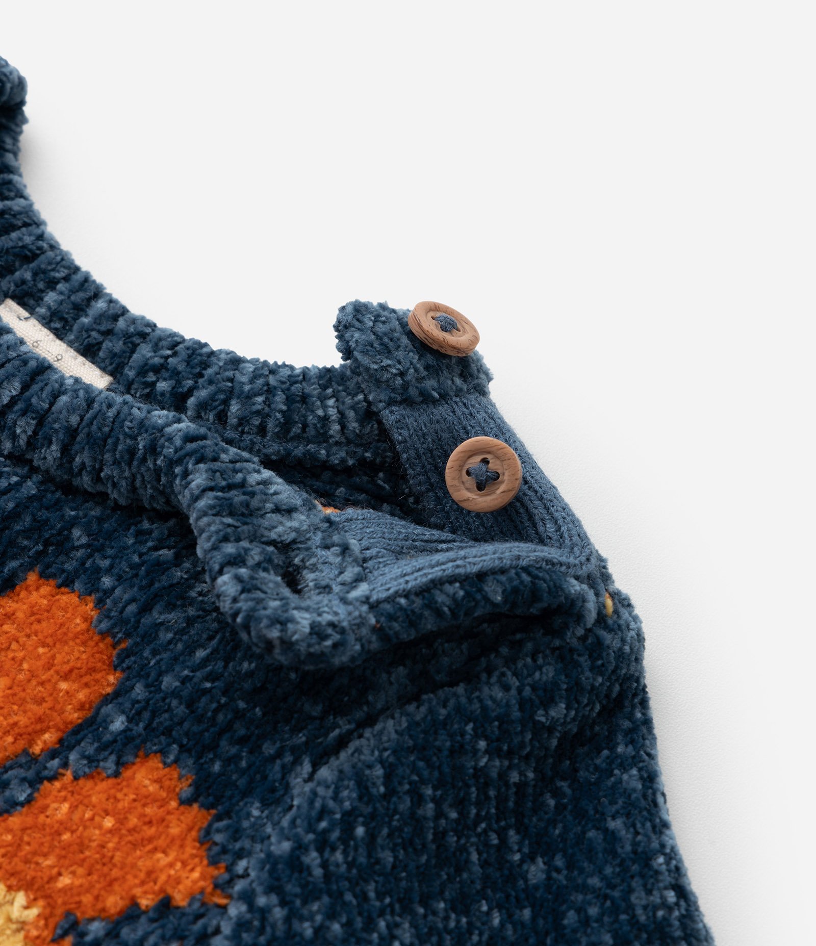 Suéter Infantil em Chenille com Estampa Leãozinho - Tam 0 a 18 meses Azul/Laranja 4