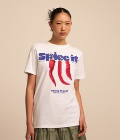 Camiseta Alongada em Algodão com Estampa Spice It