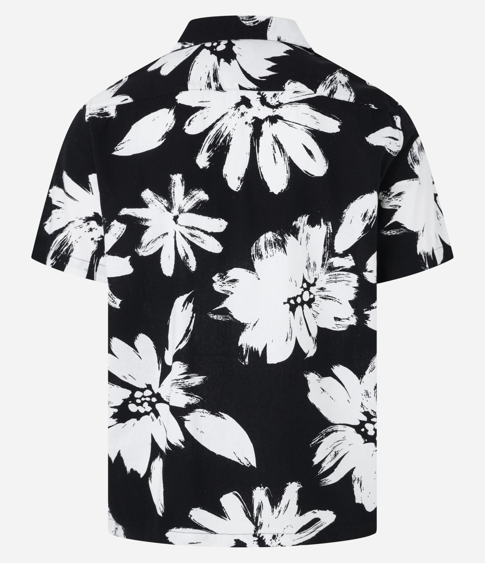 Camisa Boxy em Viscose e Linho com Estampa Floral Preto/Branco 6
