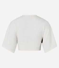 Blusa Cropped Texturizada com Estampa Folhagens