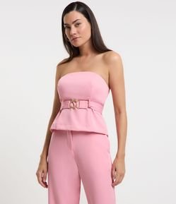 Blusa Tomara Que Caia em Crepe com Cinto Afivelado