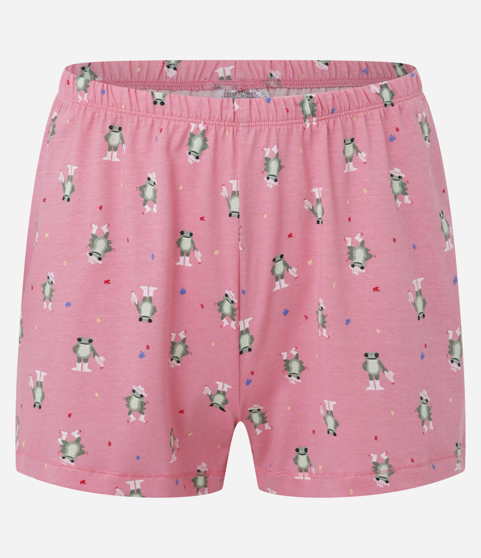 Pijama Short Doll Manga Curta com Estampa de Sapo Rosa 7