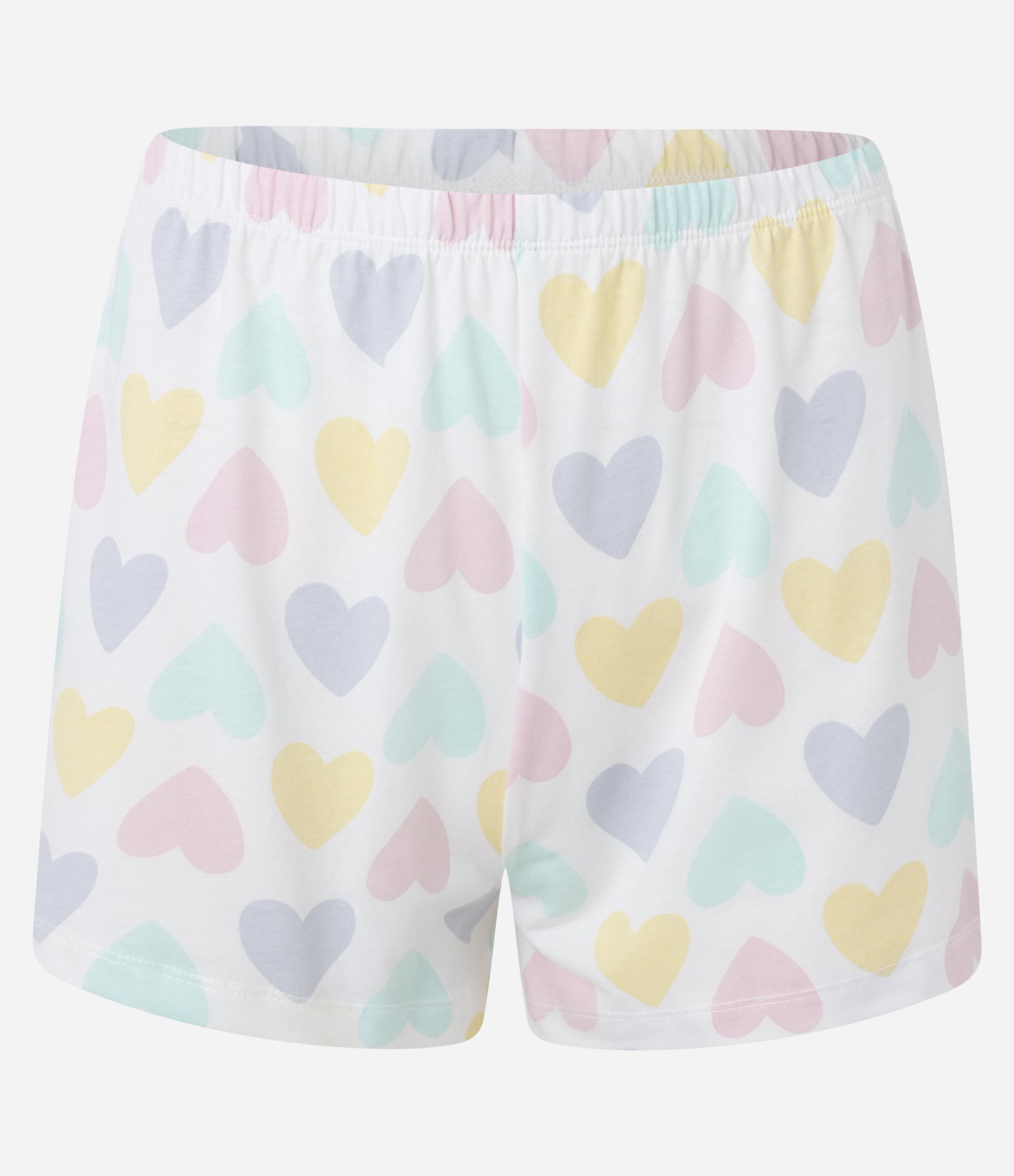 Pijama Short Doll Manga Curta com Estampa de Coração Multicores 6