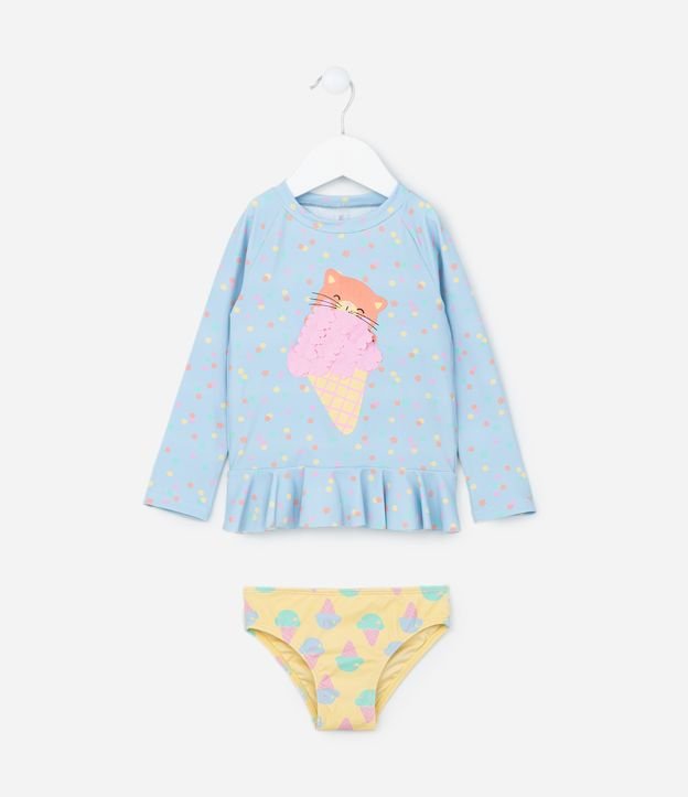 Conjunto Infantil com Proteção UV e Estampa Sorvetinho - Tam 1 a 4 Anos