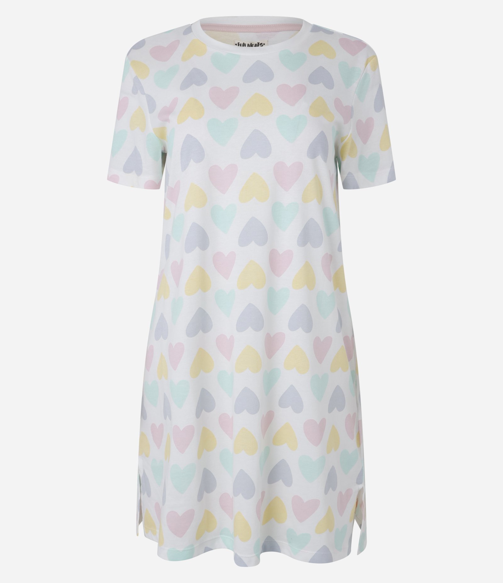 Camisola Manga Curta em Algodão com Estampa de Coração Multicores 4