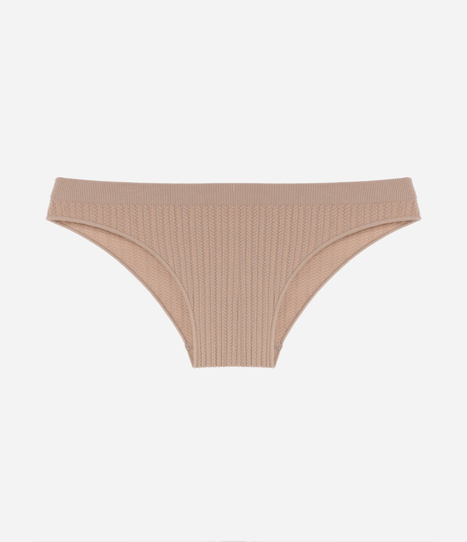 Calcinha Biquíni em Poliamida com Lateral Média e Textura Canelada Bege 5