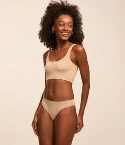 Sutiã Top Sem Bojo e Sem Aro em Poliamida com Textura Canelada