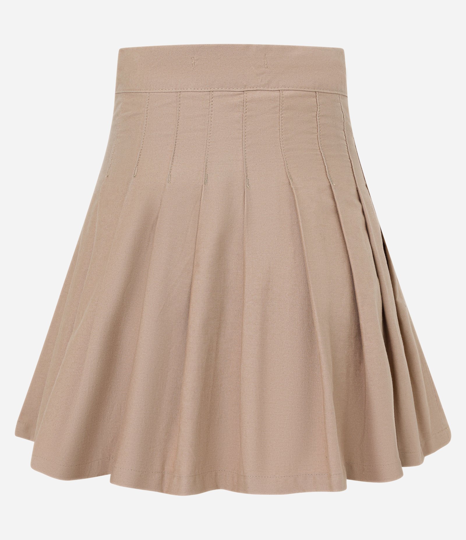 Saia Plissada em Sarja com Zíper Lateral Bege 5