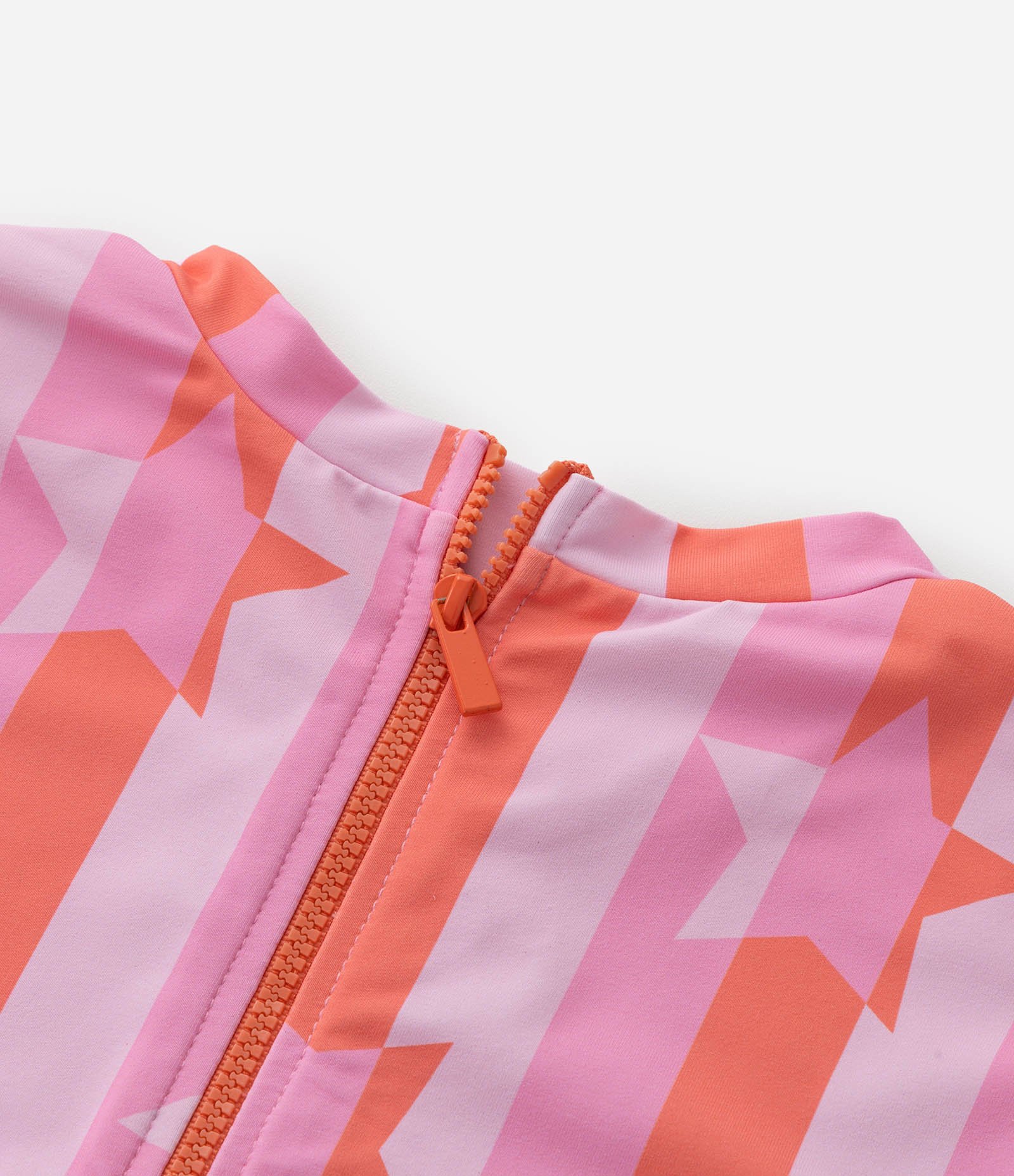 Maiô Infantil com Proteção UV e Recortes Laterais - Tam 5 a 16 Anos Laranja/Rosa 4