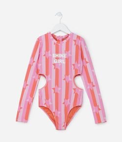 Maiô Infantil com Proteção UV e Recortes Laterais - Tam 5 a 16 Anos