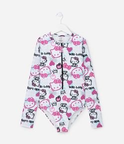 Maiô Infantil com Proteção UV e Estampa Hello Kitty - Tam 5 a 14 Anos