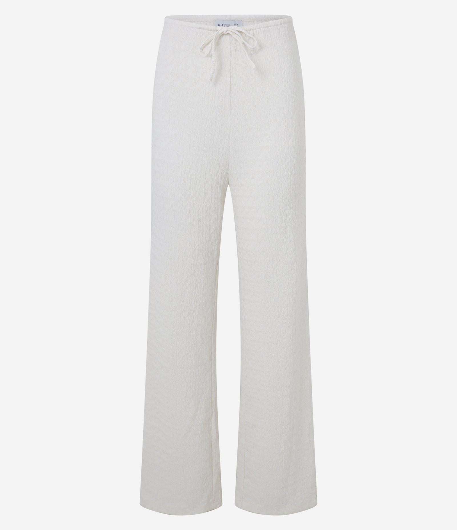 Calça Reta Texturizada com Mini Cós e Amarração Branco 5