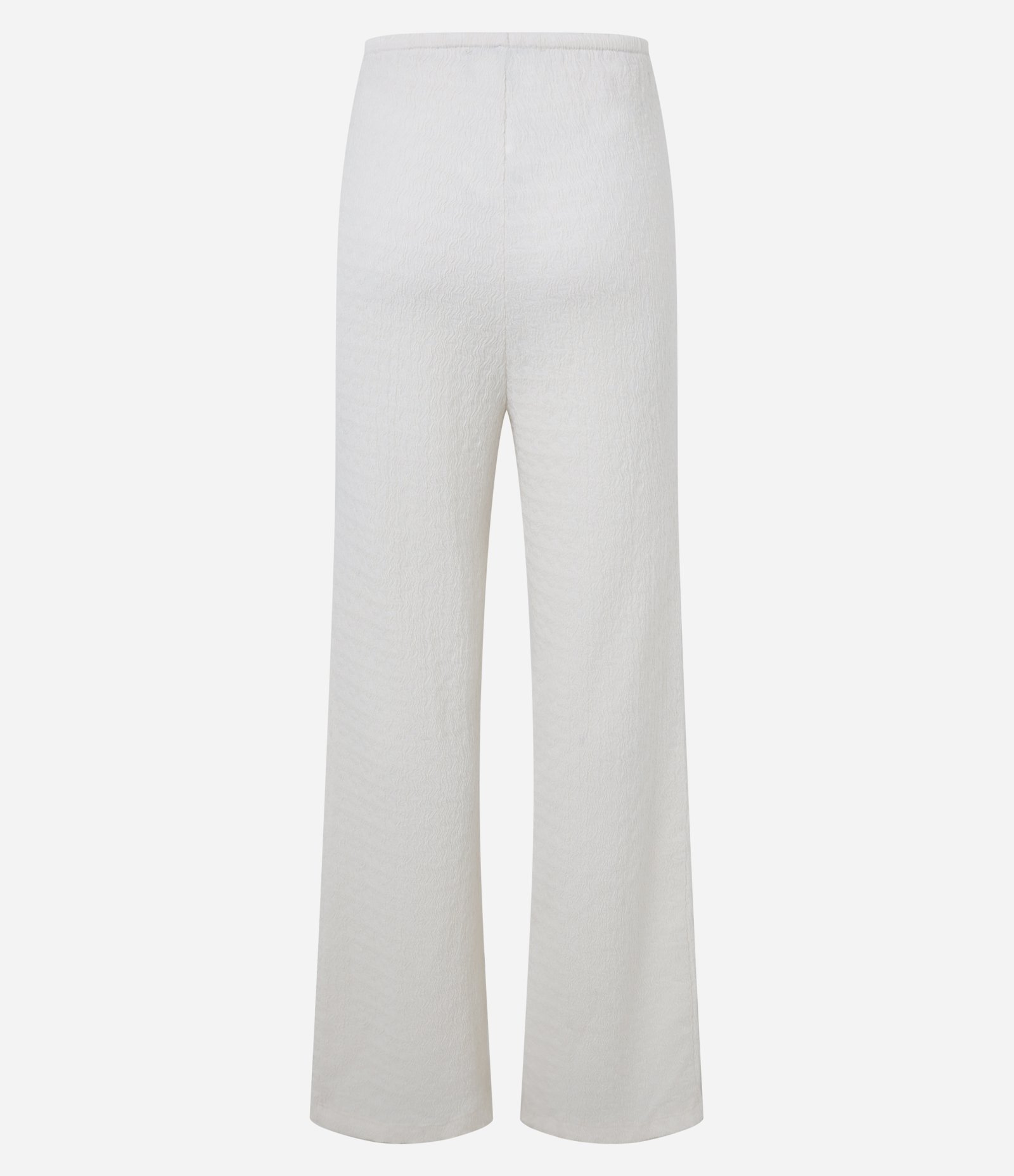 Calça Reta Texturizada com Mini Cós e Amarração Branco 7
