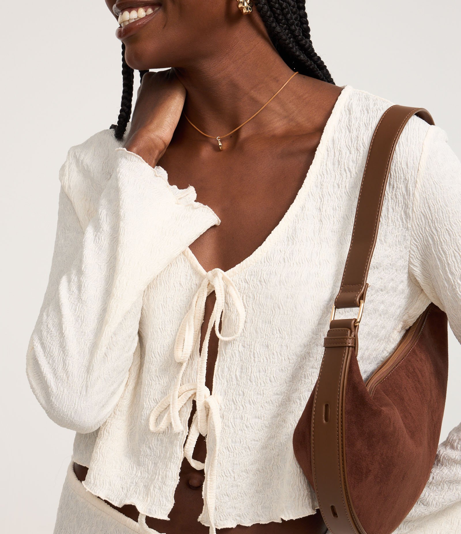 Blusa Texturizada com Amarração Frontal Branco 4