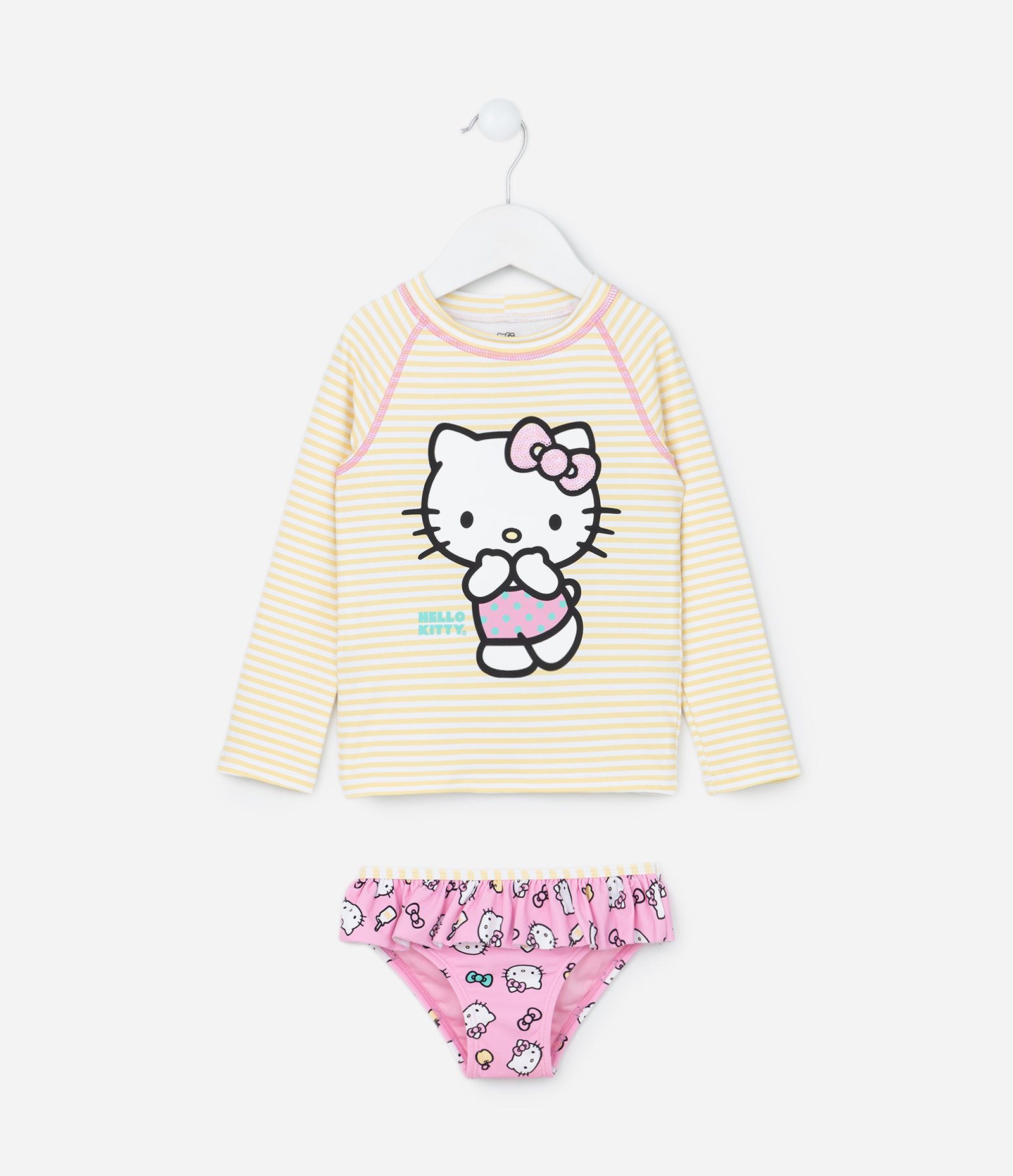 Conjunto Infantil com Proteção UV e Estampa Hello Kitty - Tam 1 a 4 Anos Rosa/Bege 1