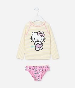 Conjunto Infantil com Proteção UV e Estampa Hello Kitty - Tam 1 a 4 Anos