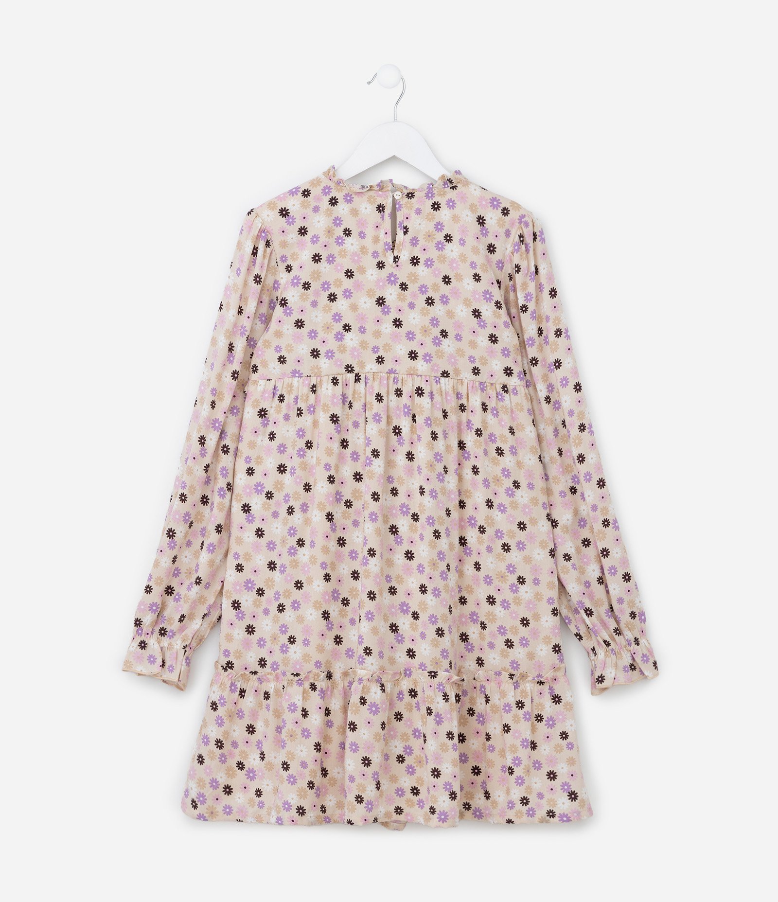 Vestido Infantil com Estampa Floral - Tam 5 a 14 Anos Bege 3