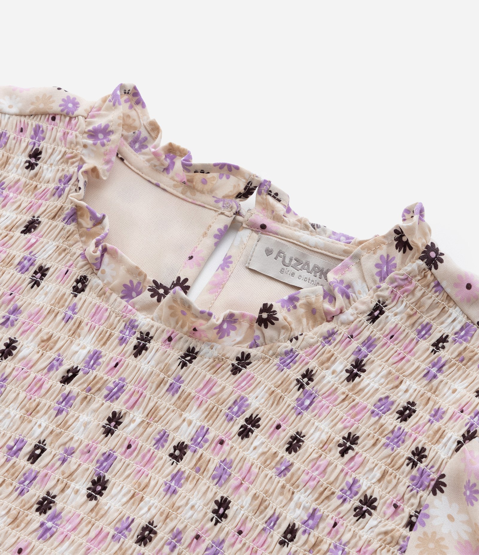 Vestido Infantil com Estampa Floral - Tam 5 a 14 Anos Bege 4