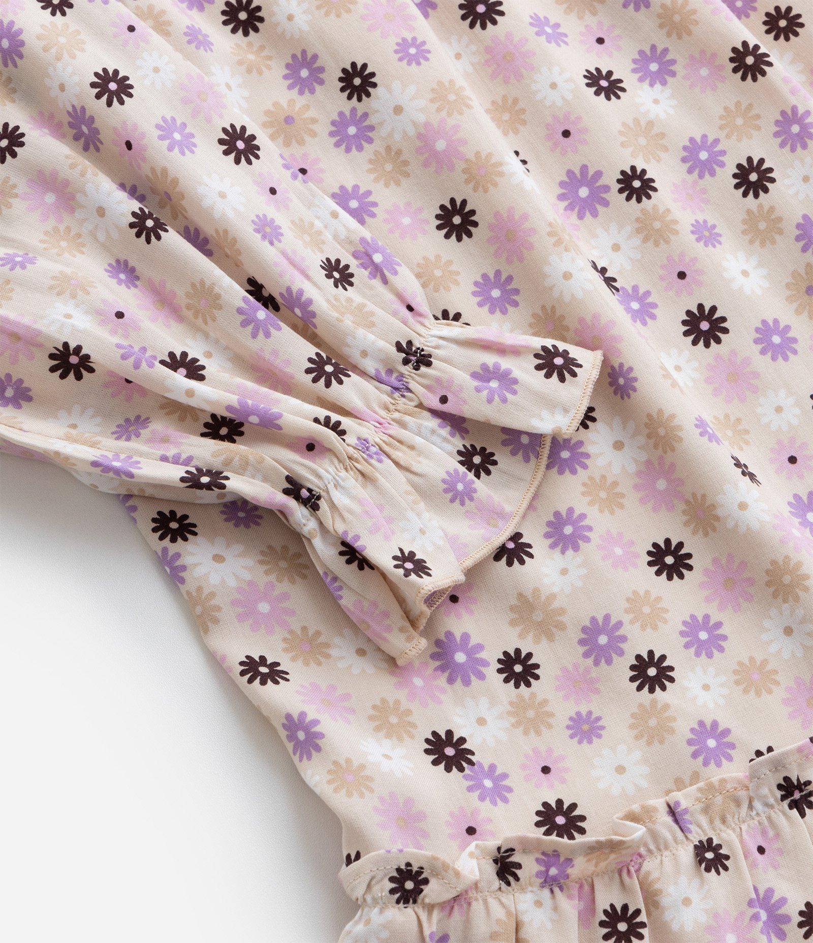 Vestido Infantil com Estampa Floral - Tam 5 a 14 Anos Bege 5