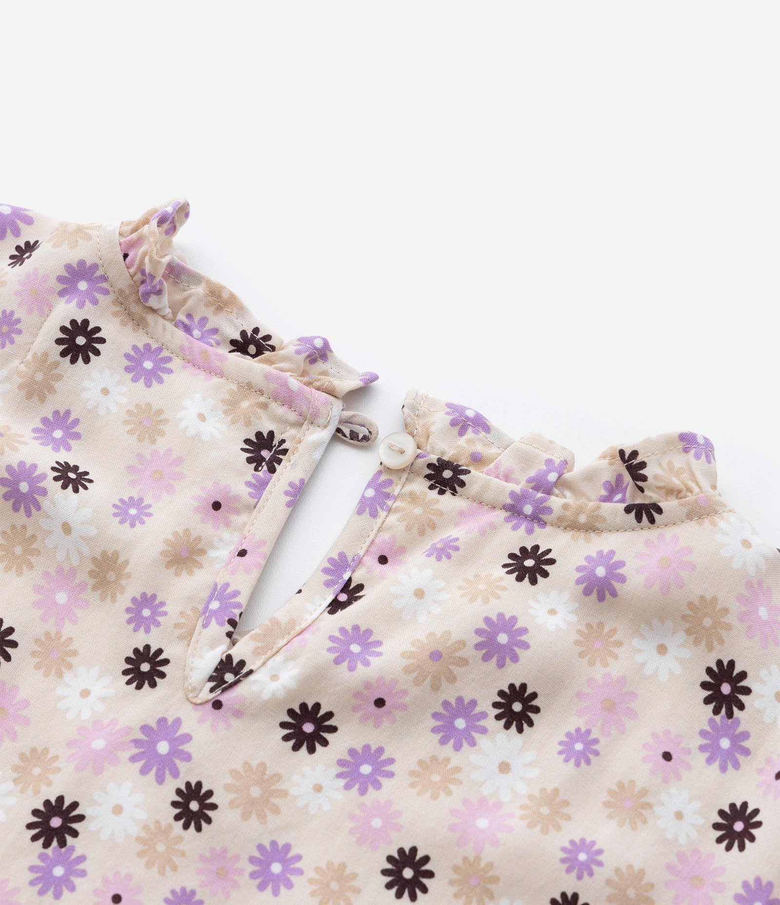 Vestido Infantil com Estampa Floral - Tam 5 a 14 Anos Bege 6