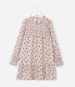 Vestido Infantil com Estampa Floral - Tam 5 a 14 Anos