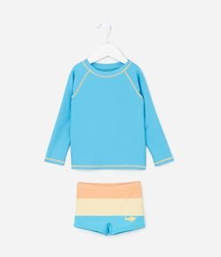 Conjunto Infantil com Proteção UV e Estampa de Listras - Tam 1 a 4 Anos