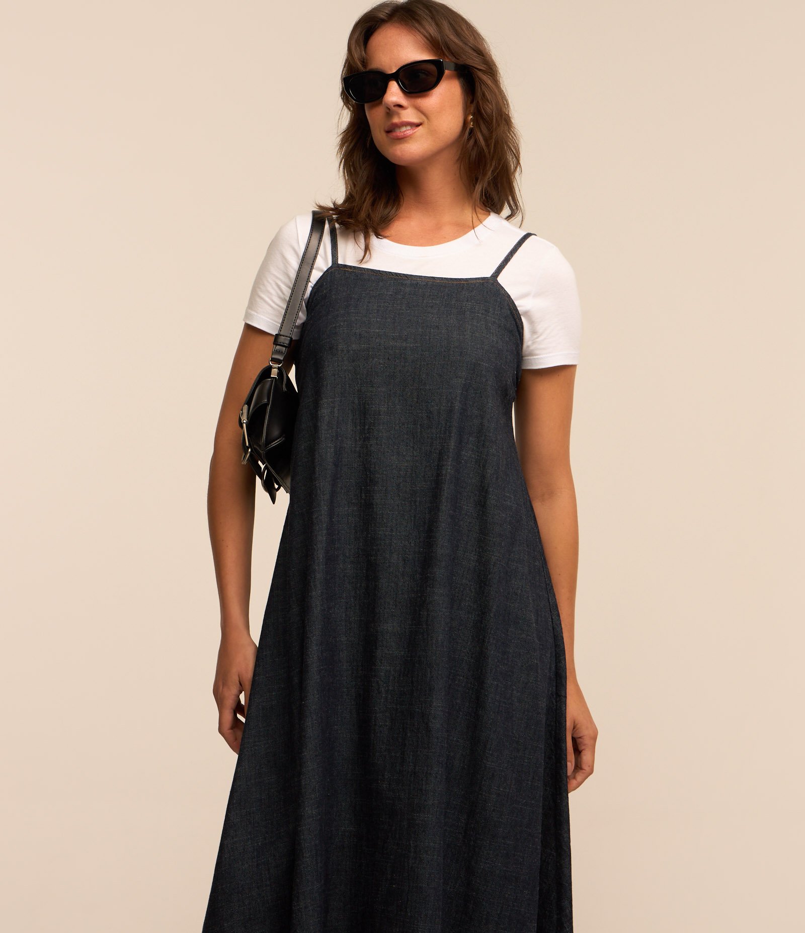 Vestido Midi Jeans com Alcinha Fina Azul 3