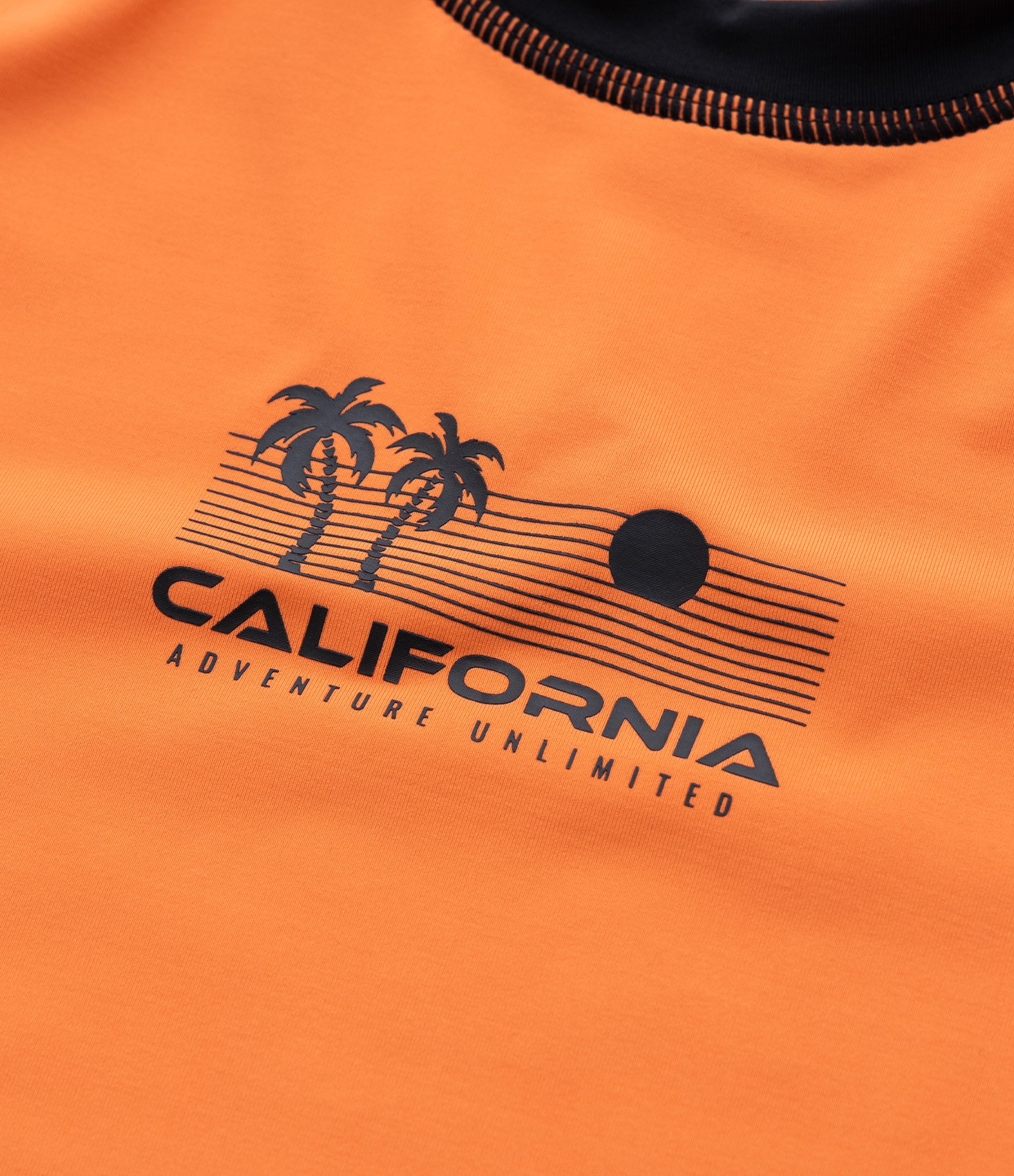 Camiseta Infantil com Proteção UV e Estampa Coqueiros - Tam 5 a 14 Anos Laranja/Preto 5
