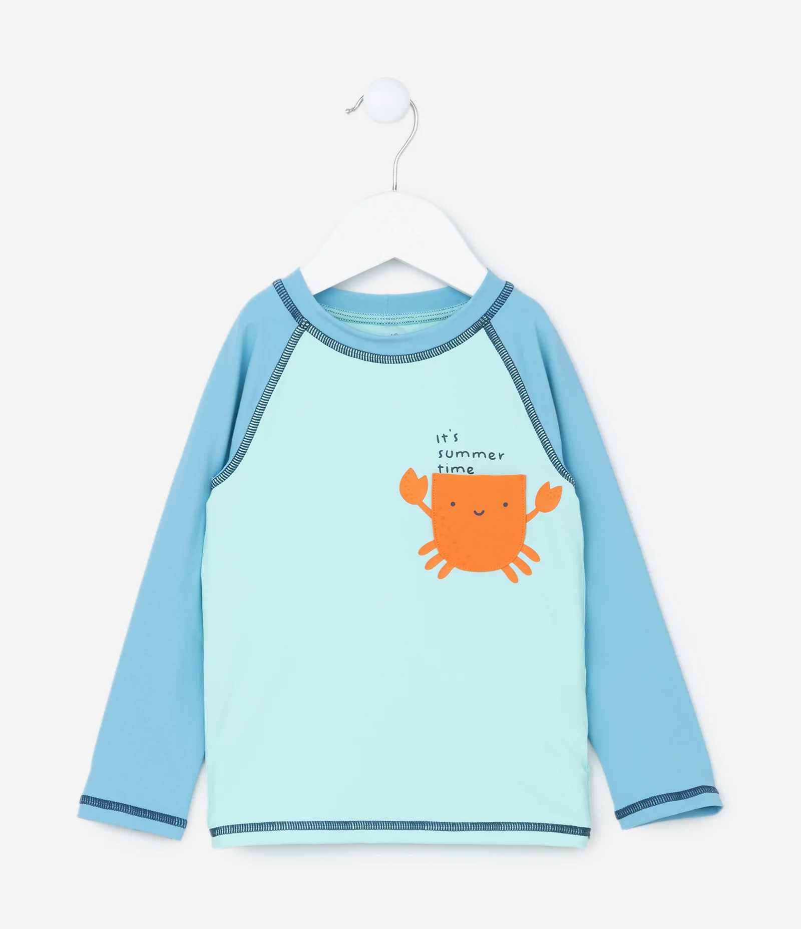 Conjunto Infantil com Proteção UV e Estampa Caranguejo - Tam 1 a 4 Anos Azul 2