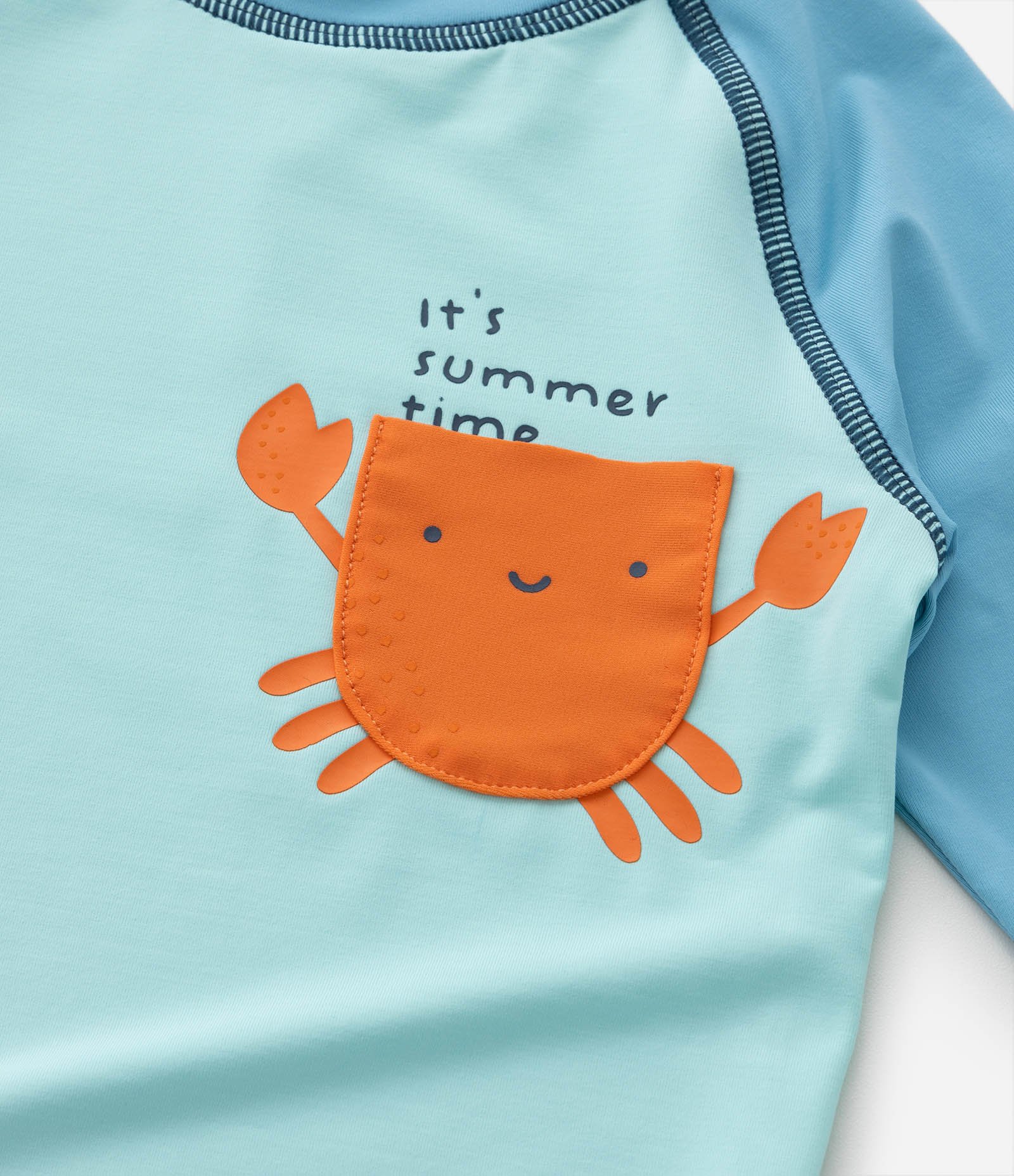 Conjunto Infantil com Proteção UV e Estampa Caranguejo - Tam 1 a 4 Anos Azul 5