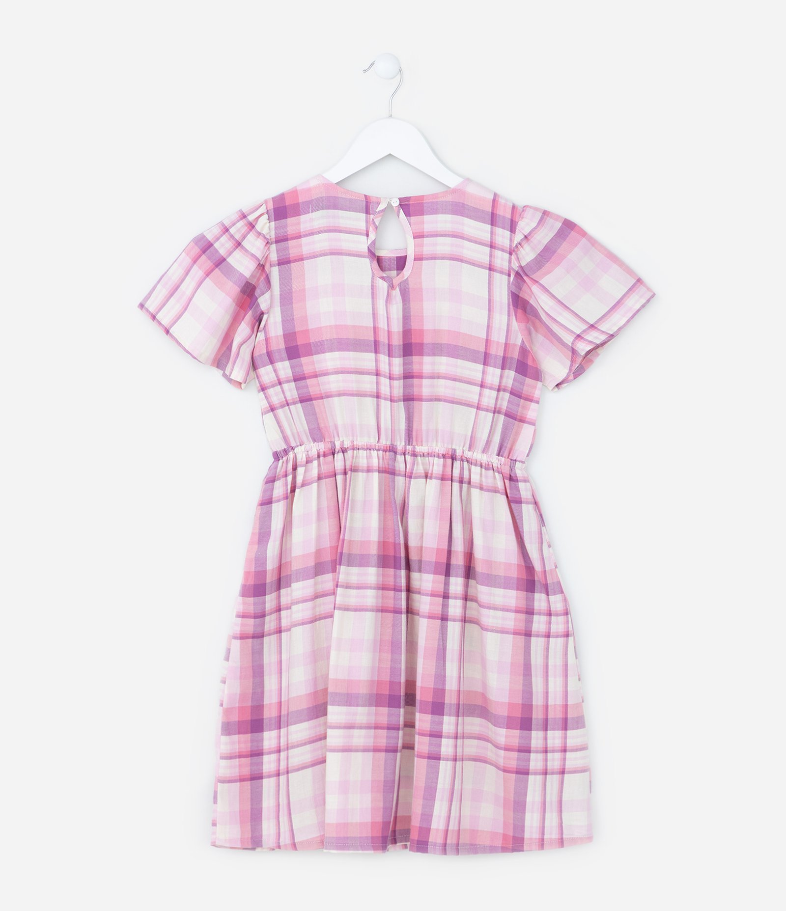 Vestido Infantil com Recorte Vazado e Estampa Xadrez - Tam 5 a 14 Anos Rosa 2