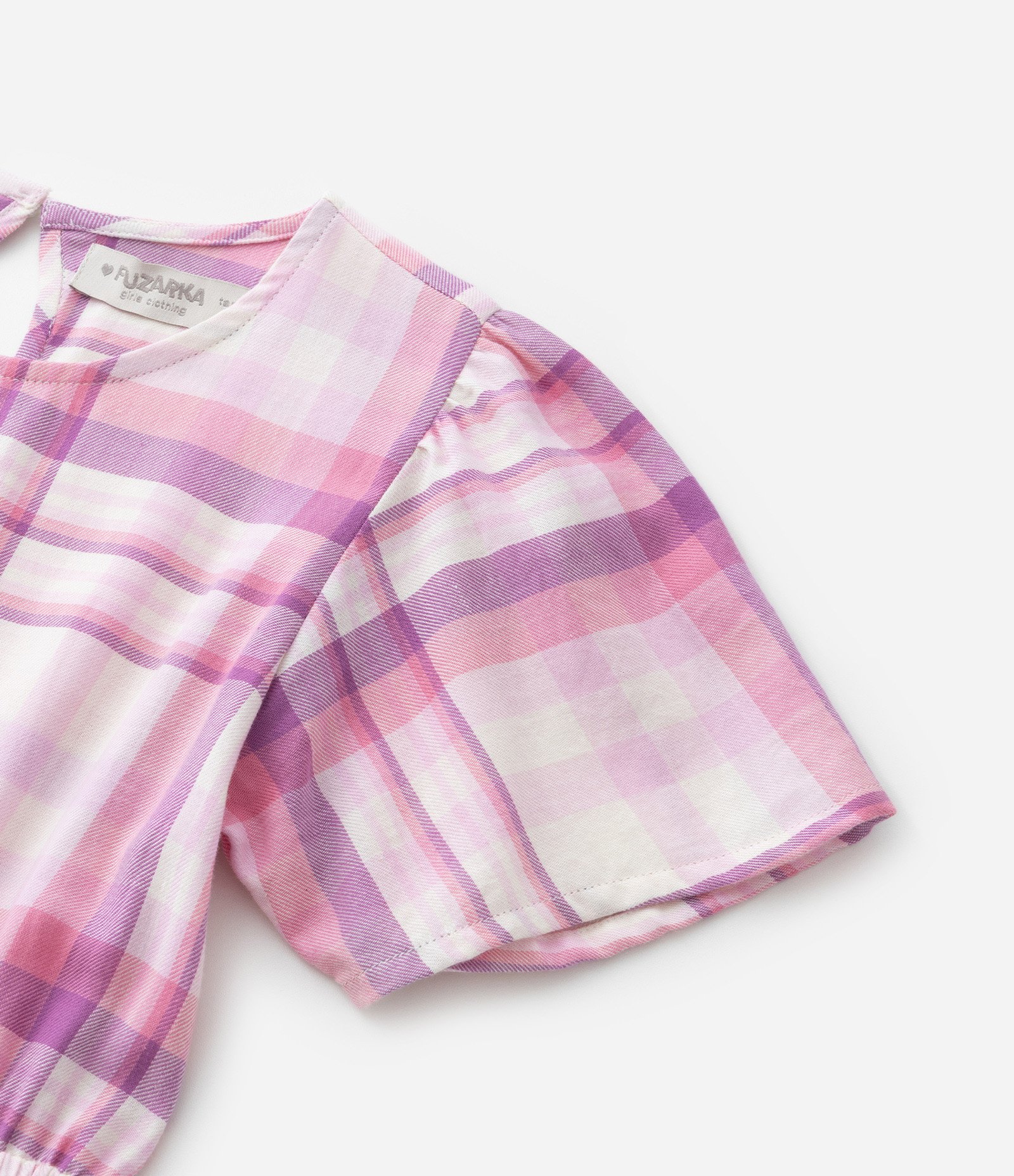 Vestido Infantil com Recorte Vazado e Estampa Xadrez - Tam 5 a 14 Anos Rosa 6