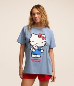 Camiseta Alongada em Algodão com Estampa Hello Kitty