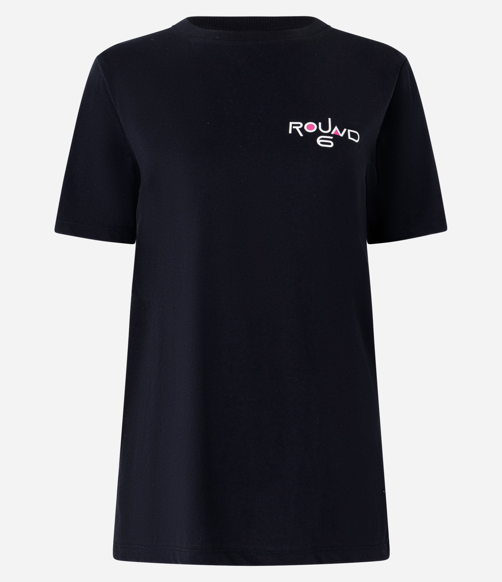Camiseta Alongada em Algodão com Estampa Round 6 Preto 5