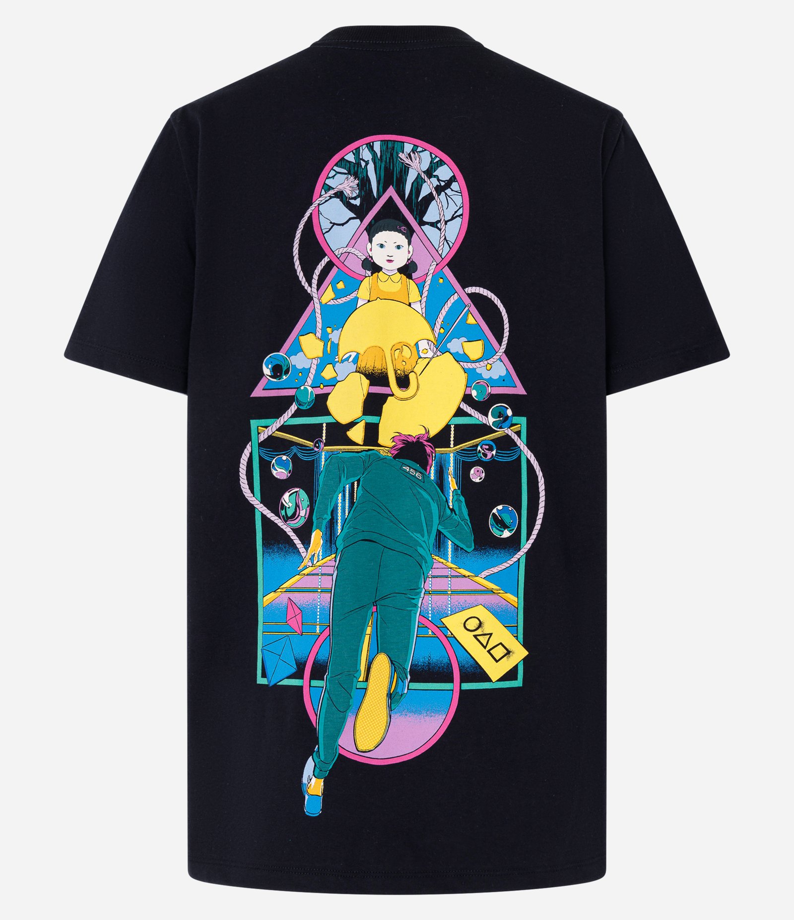 Camiseta Alongada em Algodão com Estampa Round 6 Preto 6