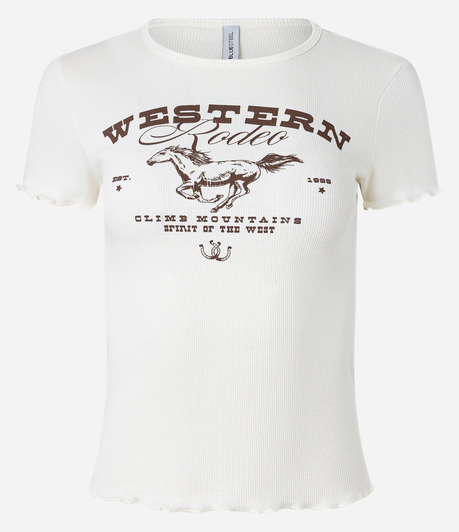 Blusa New T-shirt em Ribana com Estampa Western Branco 5